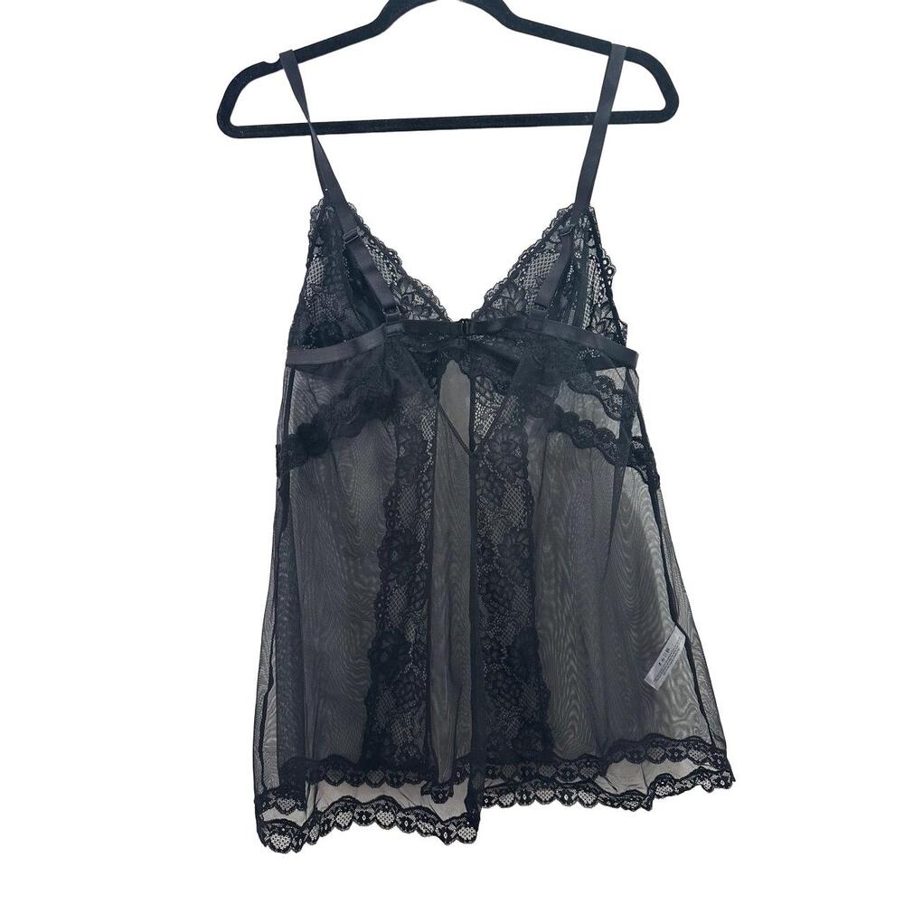 NWT Adore Me Lingerie Womens Size 0X Black Lace Sheer Babydoll